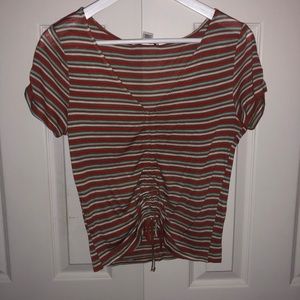 Forever 21 striped touched drawstring top